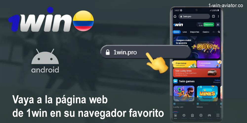Vaya al sitio web de 1Win para descargar la aplicación para Android.